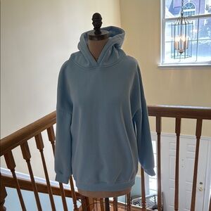 Blue Pullover Hoodie with Drawstring Hood